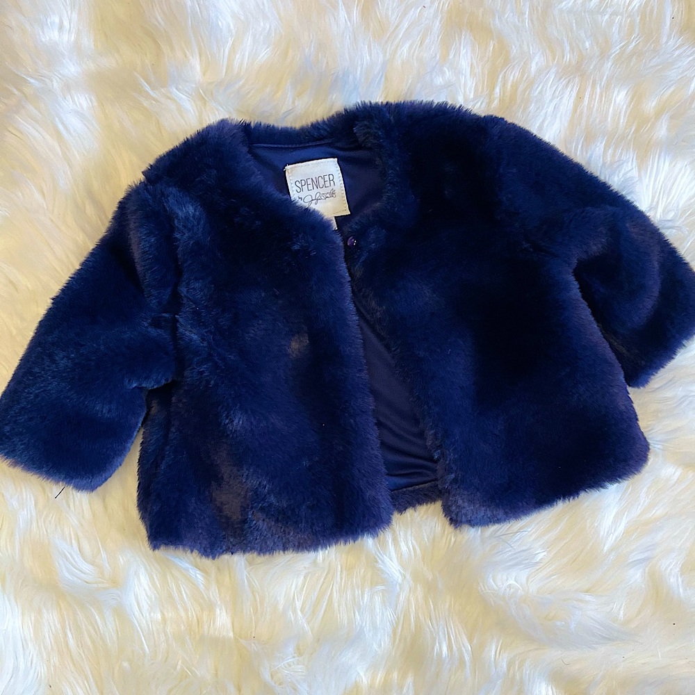 Infant Plush Faux Fur Royal Blue Faux Fur Coat💙🔥